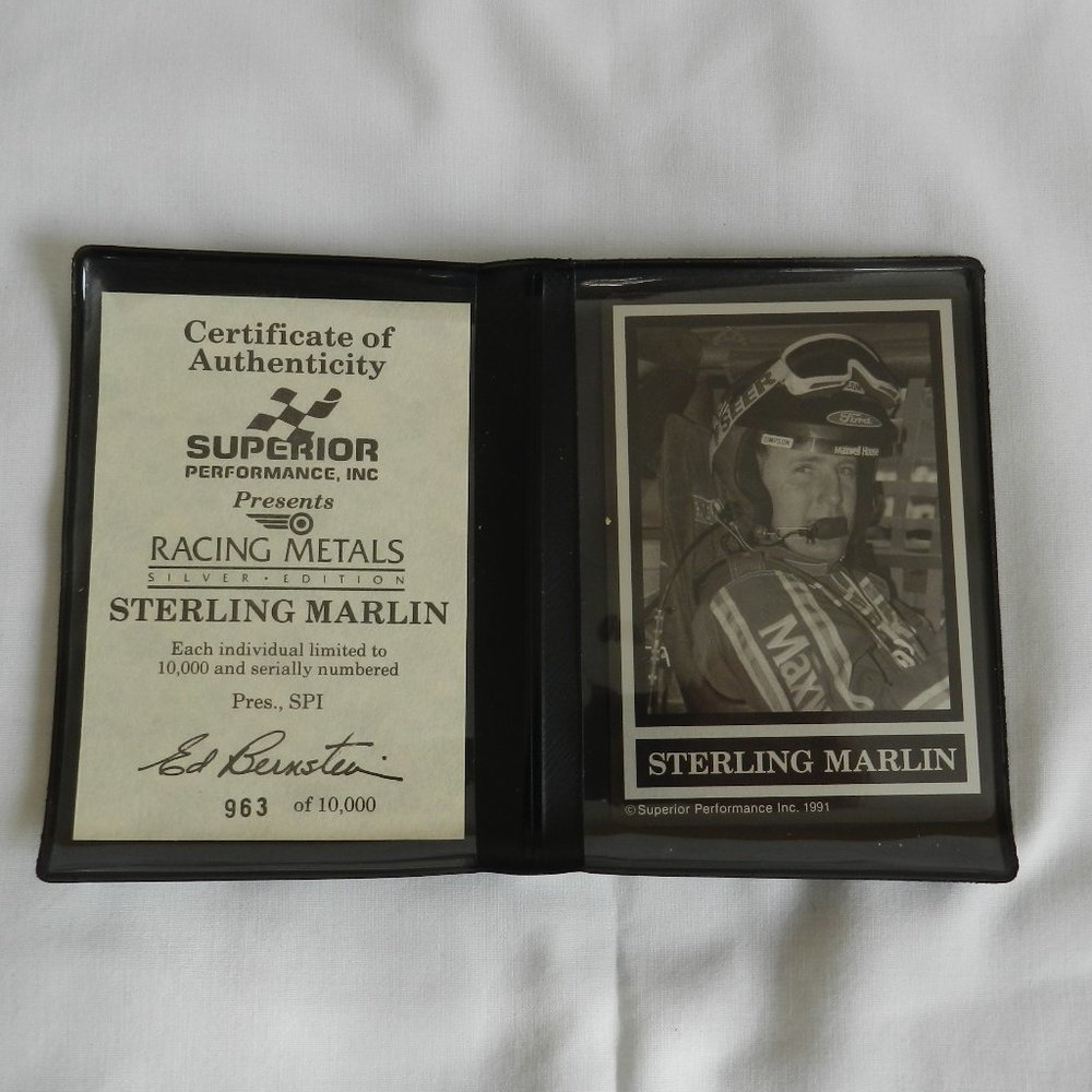 Nascar Superior Performance Racing Metal Card 1991 Silver Sterling Marlin #963